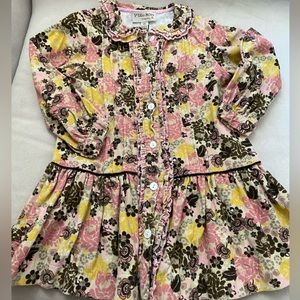 P’tite Mom Floral Corduroy Toddler Dress